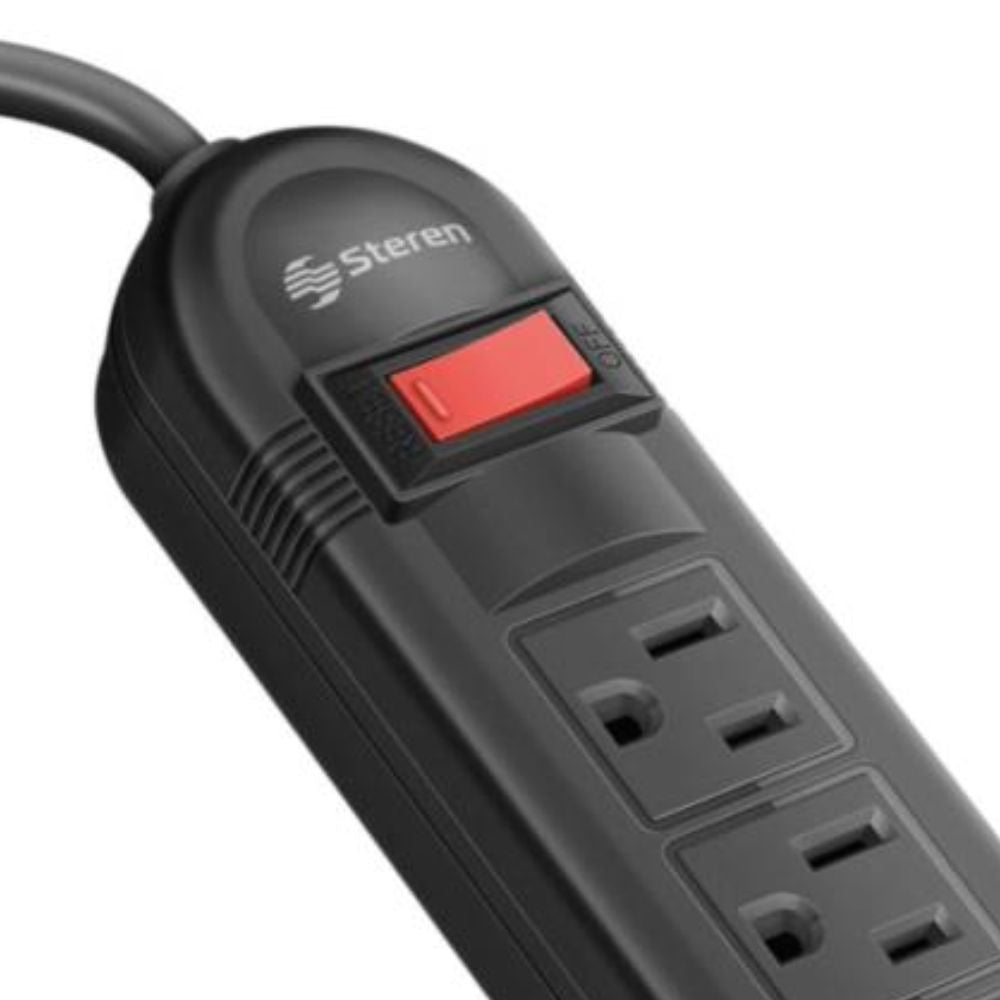 Tira Multicontacto Steren 6 Contactos Horizontales | 15A, Switch, Mod. 905-026