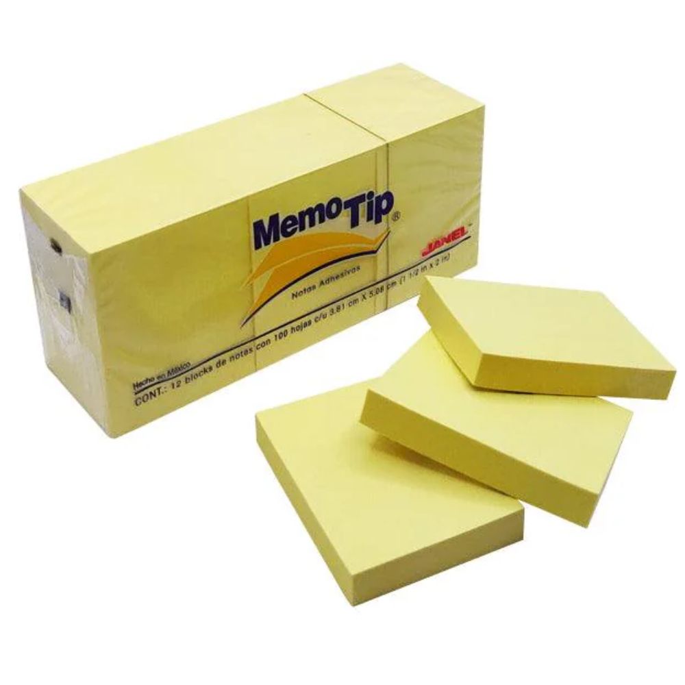 Paquete 12 Blocks Notas Adhesivas Janel 1.5x2"