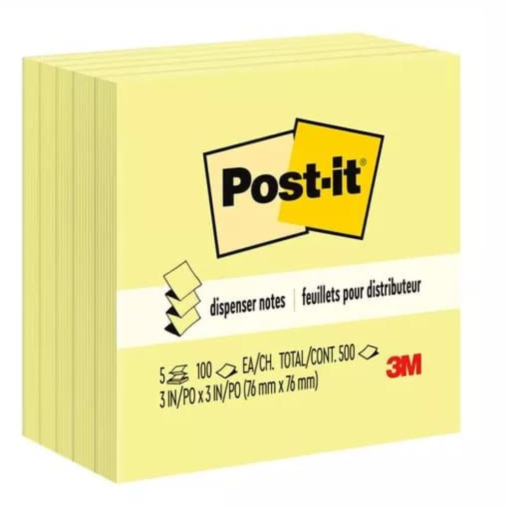 Notas Adhesivas Post-it Pop-Up 3x3 Amarillas | Paquete 5 Bloques | 3M |