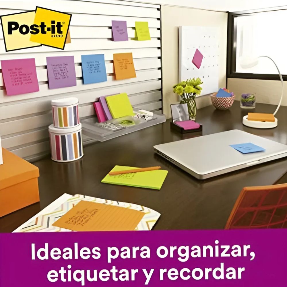 Notas Adhesivas Post-it Super Sticky 654-180SS | 3x3", 180 Hojas, Colores Jewel Pop