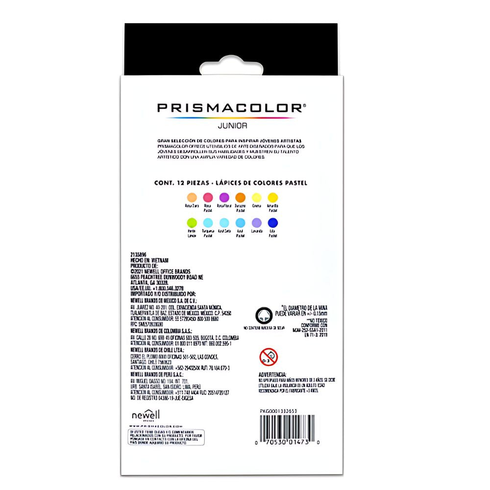 Prismacolor Junior Pastel 12 Colores | Lápices de Madera con Pigmentación Suave