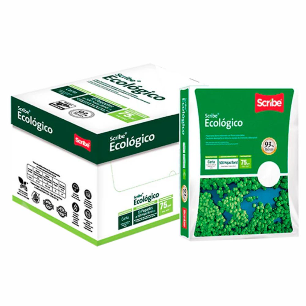 Papel Scribe Ecológico Carta 93 % Blanco | Caja con 5000 Hojas - Colmenero Shop