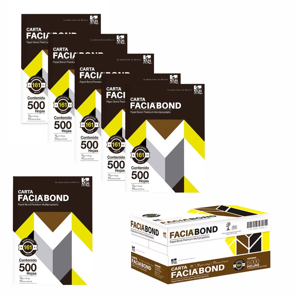 Papel Facia Tamaño Carta | Caja 10 Resmas | Ideal para Copias y Oficina