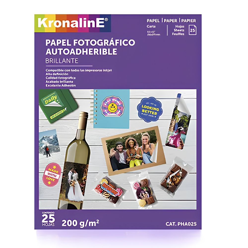 Papel Fotográfico Autoadherible Kronaline PHA025 Carta | 200g | 25 Hjs