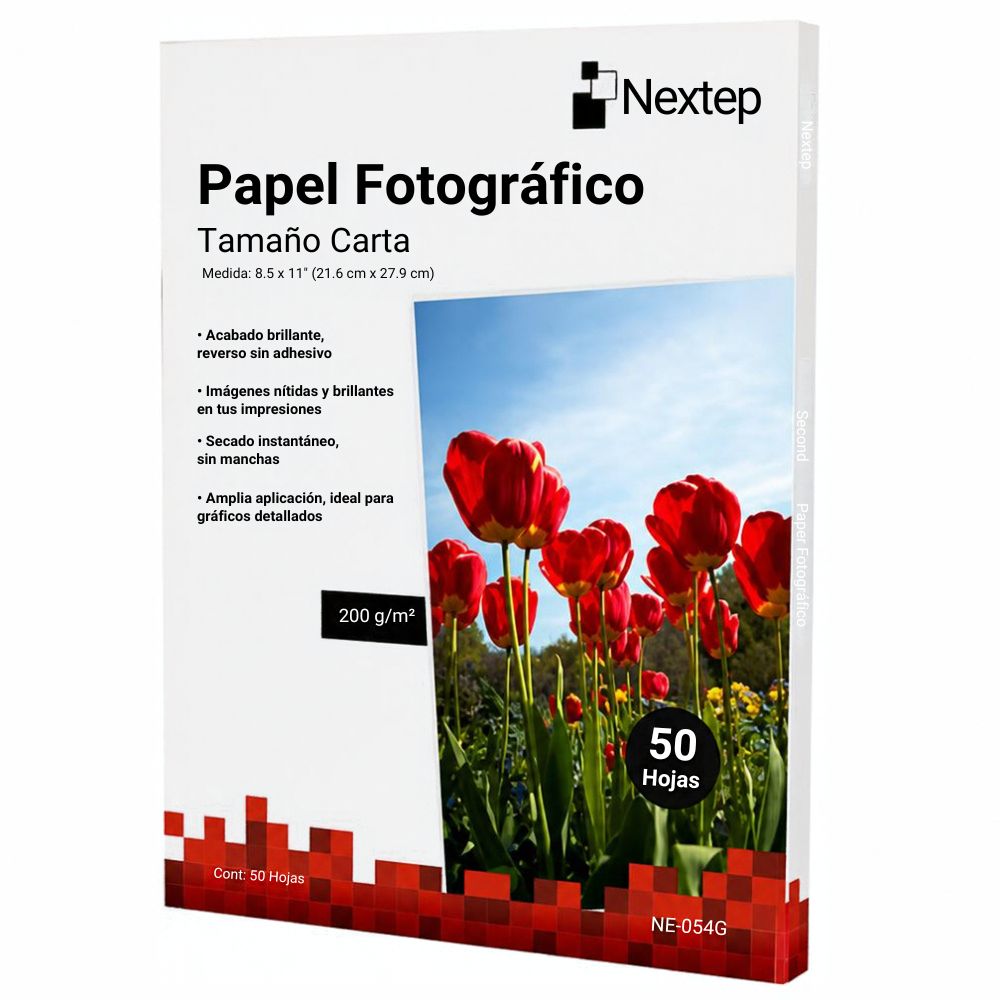 Paquete de papel fotográfico Nextep tamaño carta brillante de 200g con 50 hojas