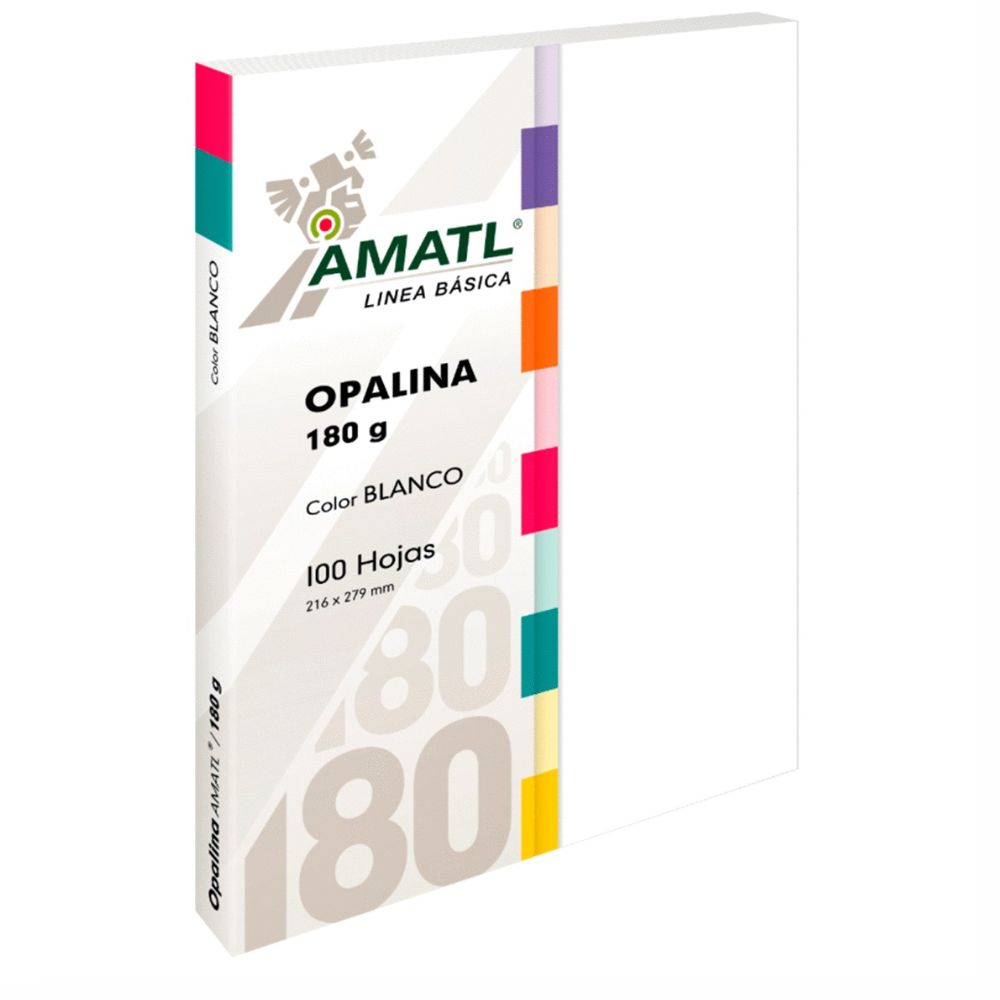 Papel Opalina Pochteca Amatl 180 gr | Carta Blanco (100 Hojas) | Láser & Inkjet
