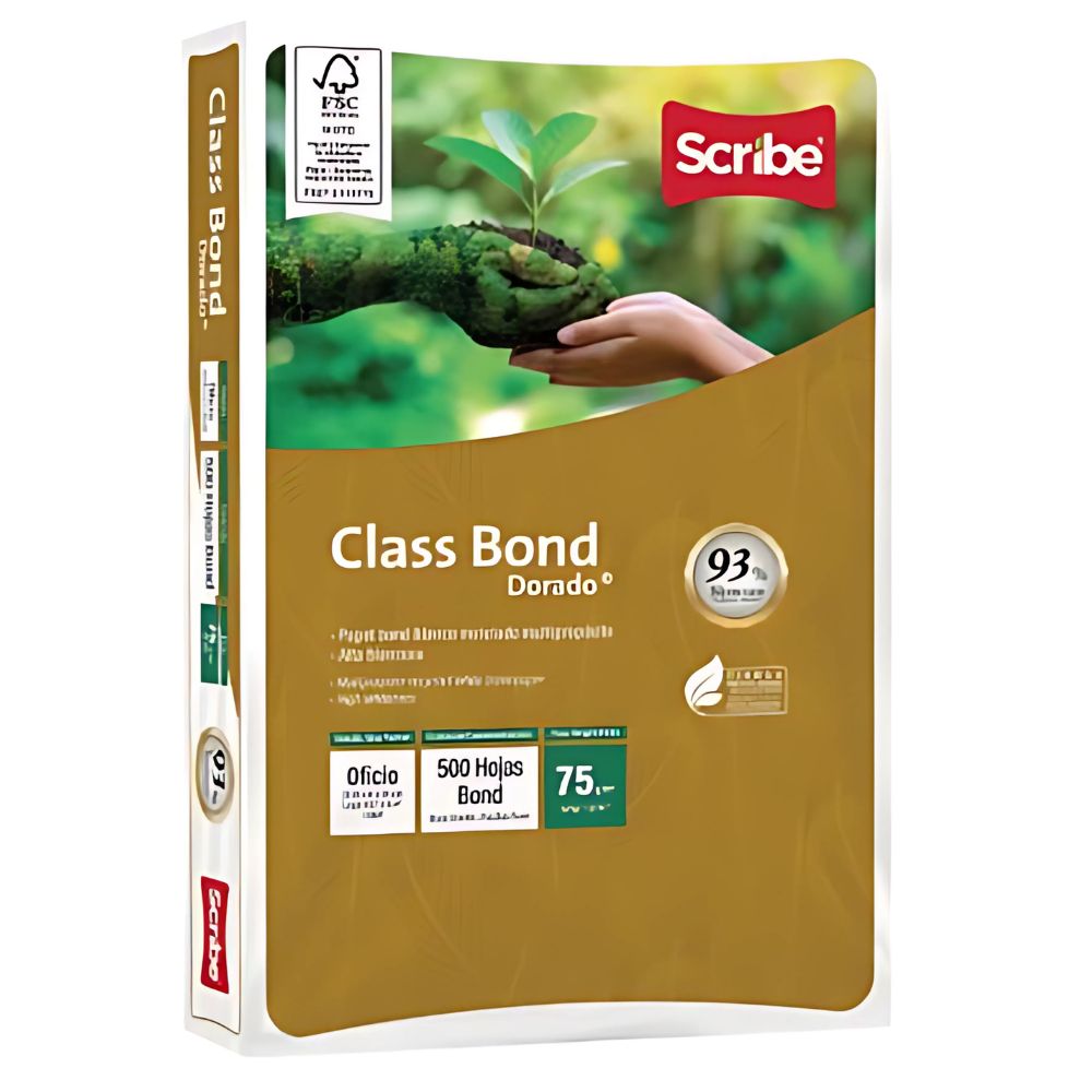 Papel Cortado Scribe Class Bond Dorado Oficio 93% de Blancura 75gr
