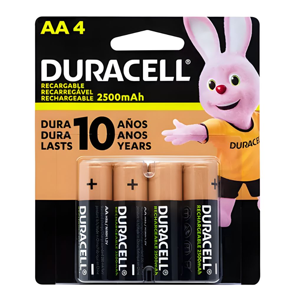 Pila Recargable DURACELL AA | $\text{1.2 V}$ | Blíster con $\text{4}$ Piezas | Ecológica