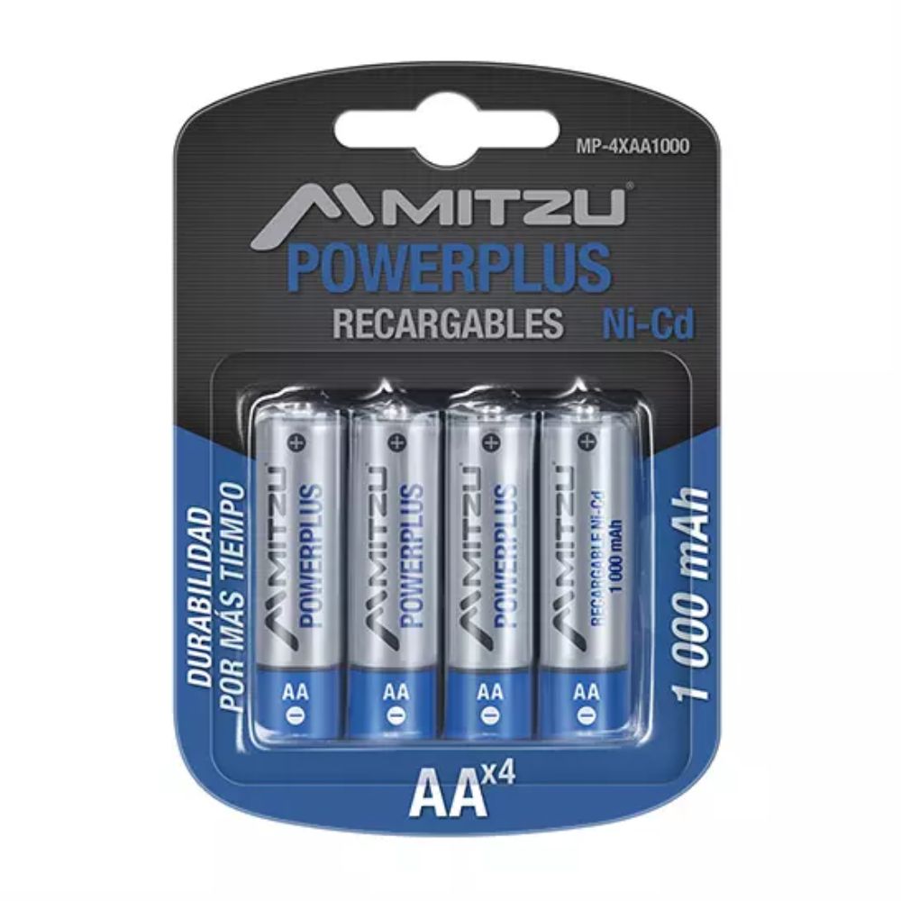 Pilas Recargables Mitzu AAA Ni-MH 850 mAh | Blíster 4 Piezas