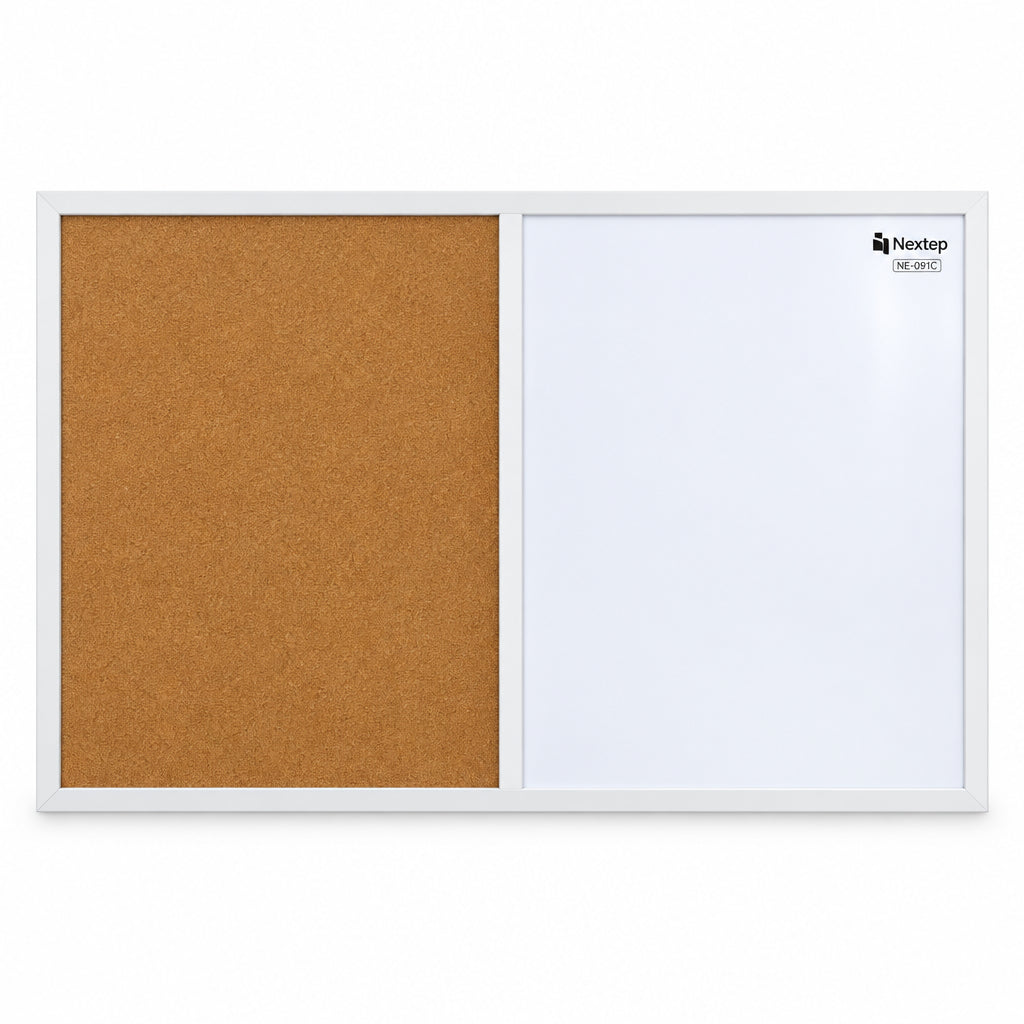 Pintarrón Mixto Nextep 90x60 cm | Pizarra Blanca y Corcho para Oficina o Escuela NE-091C