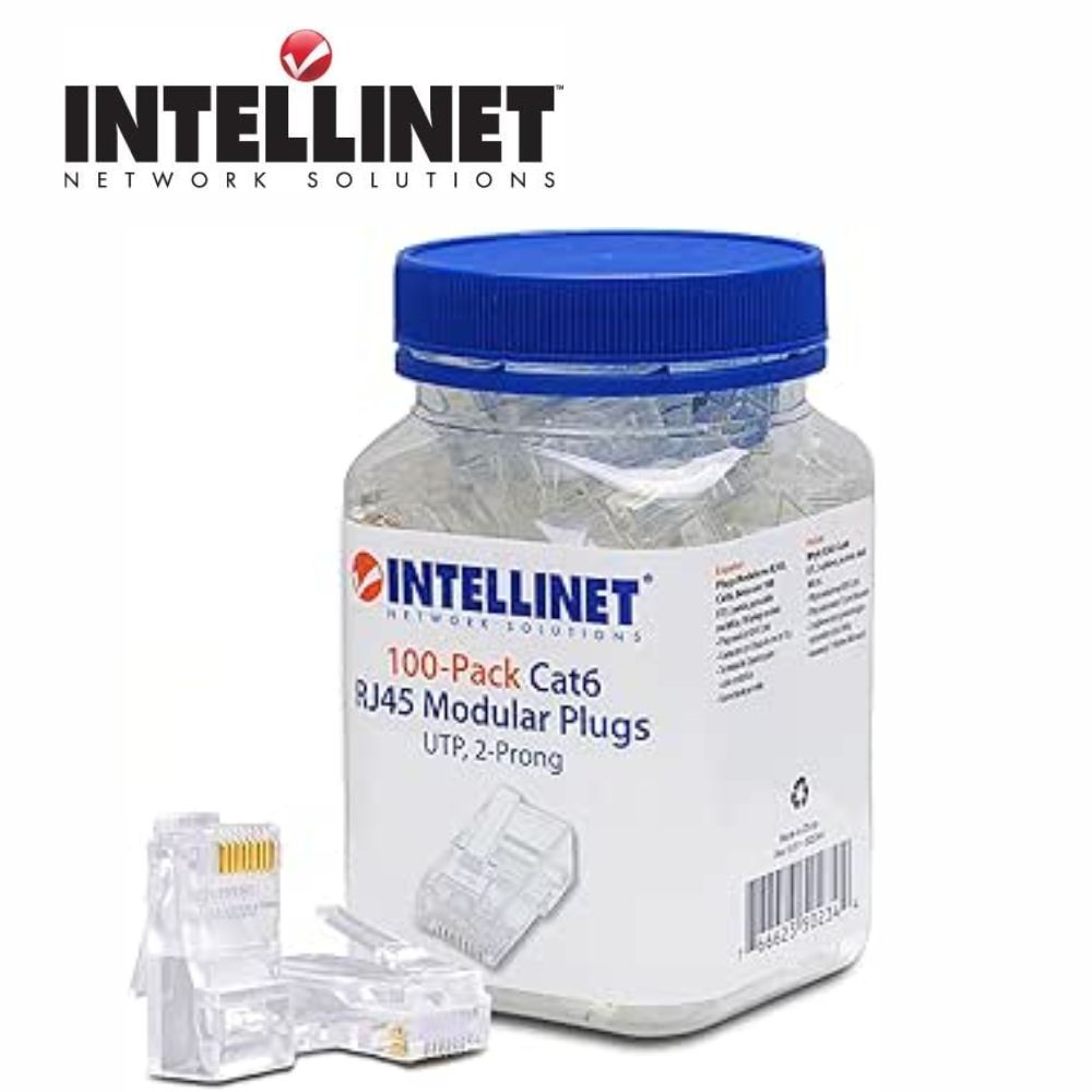 Plug Intellinet RJ45 CAT6 Multifilar | UTP Bote 100pz | Contactos de Oro