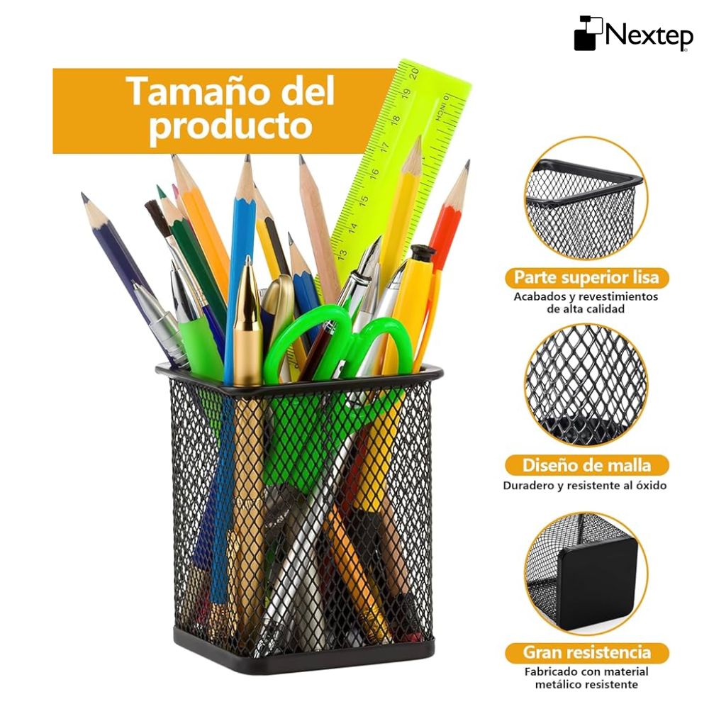 Porta Lapices Nextep Cuadrado Mediano Malla Metalica