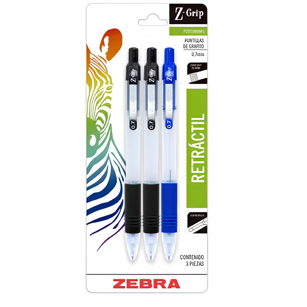 Portaminas Zebra Z-Grip 0.5 mm o 0.7 mm Blíster con 3 Pzas