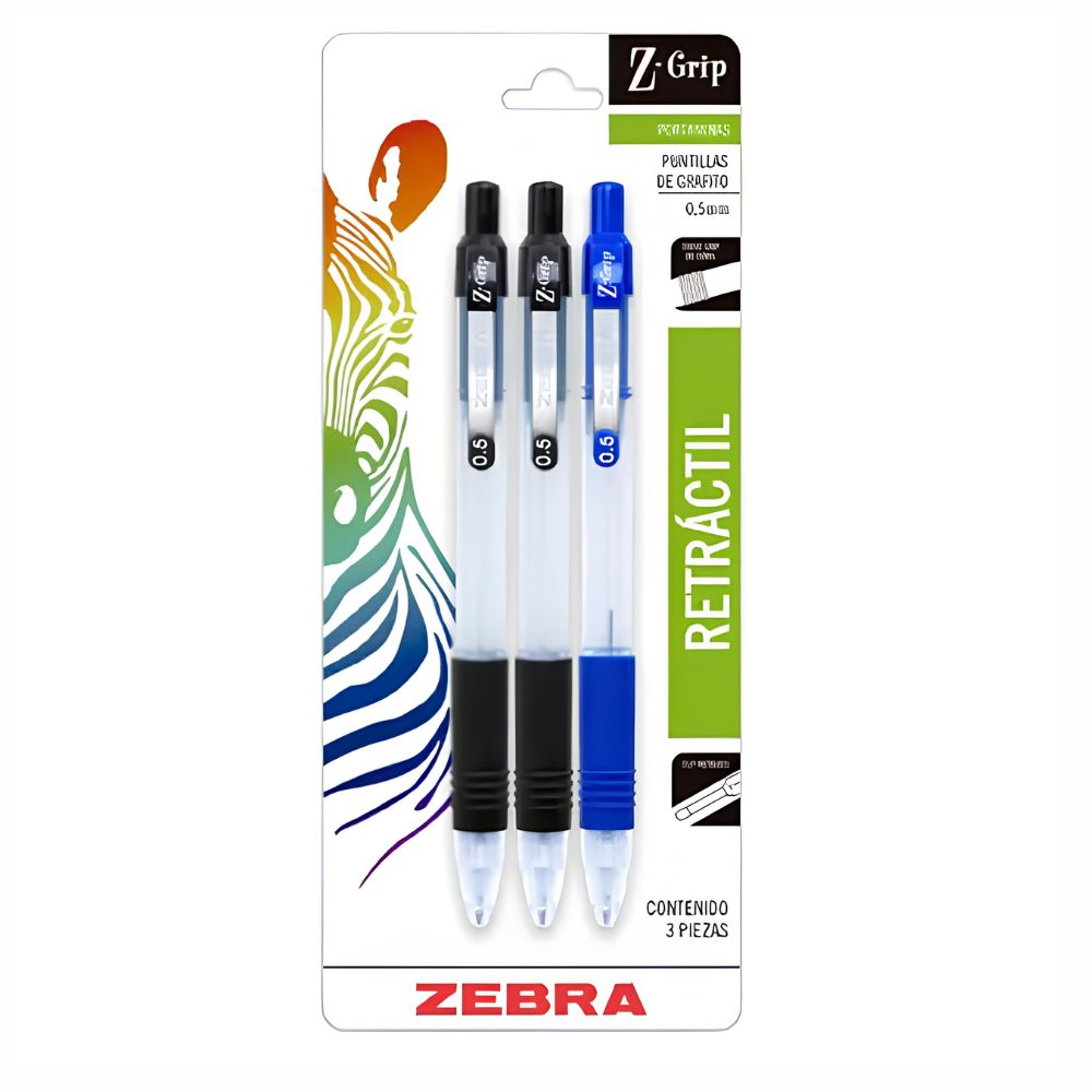 Portaminas Zebra Z-Grip 0.5 mm o 0.7 mm Blíster con 3 Pzas