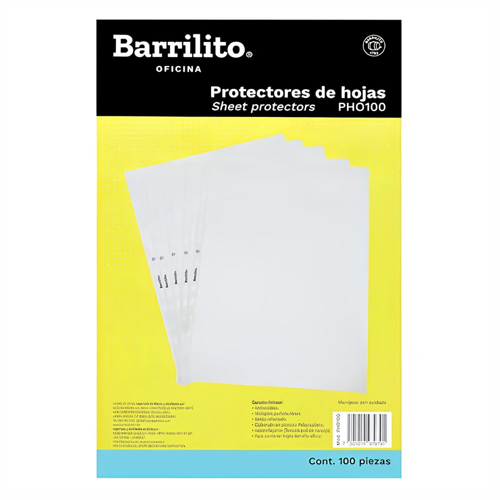 Protector de Hojas Oficio Barrilito PHO100 Antirreflejante | Bolsa 100 Pzas