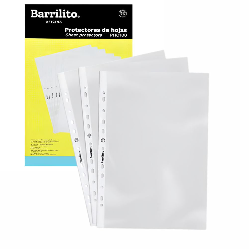 Protector de Hojas Oficio Barrilito PHO100 Antirreflejante | Bolsa 100 Pzas