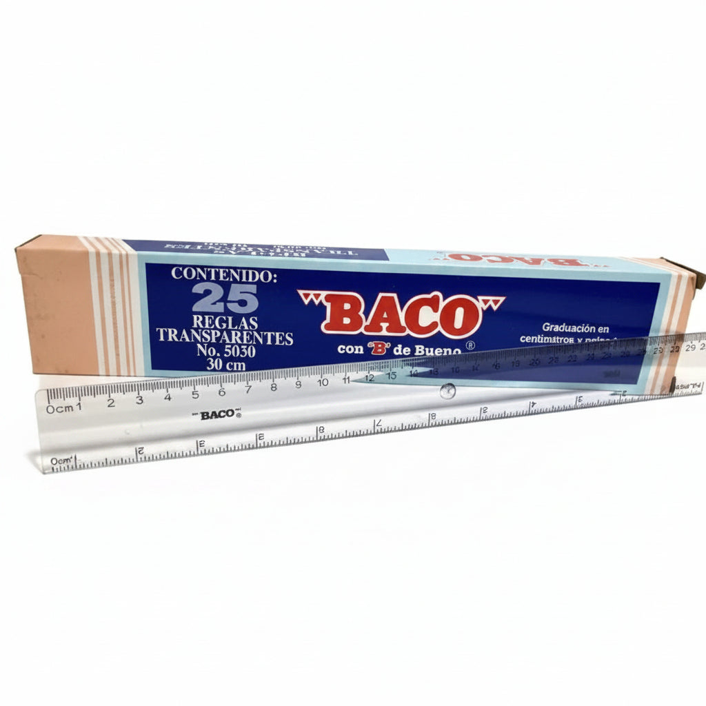 Reglas Transparentes Baco 5030 de 30 cm | Paquete con 25 Piezas
