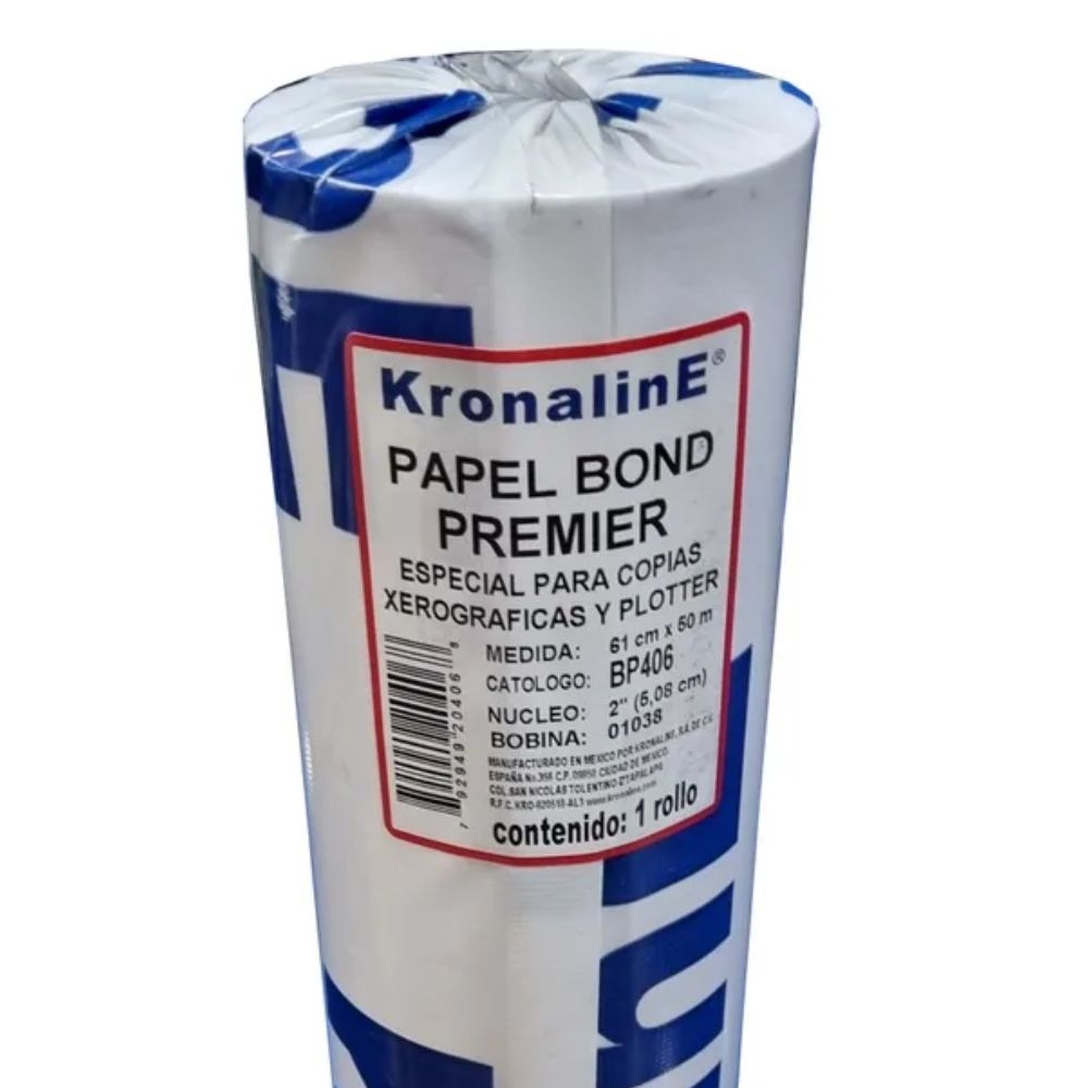 Papel Bond Plotter Kronaline BP406 | 75g/m² | 0.61x50m
