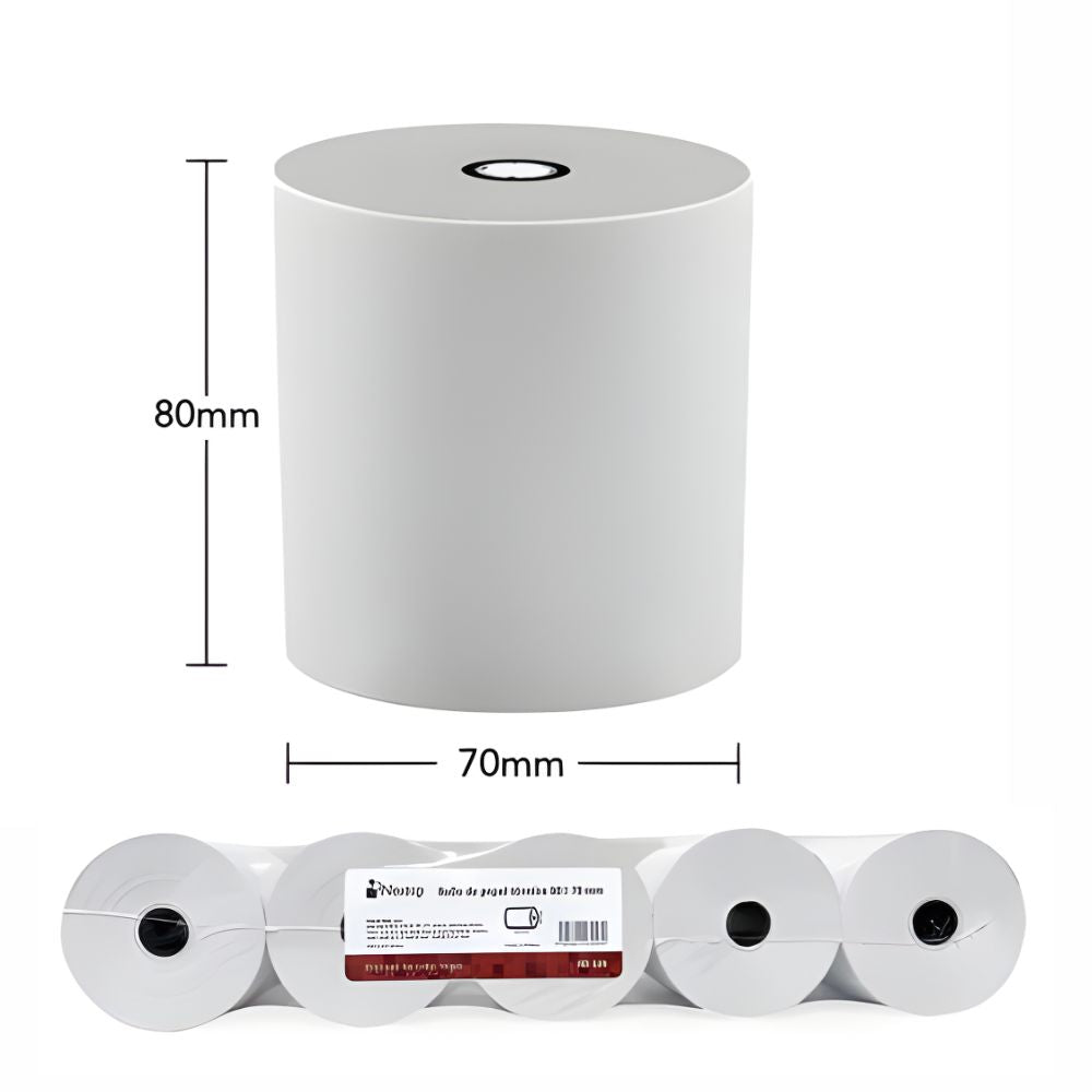 Rollo de Papel Térmico Nextep 80x70mm | Paquete con 5 piezas