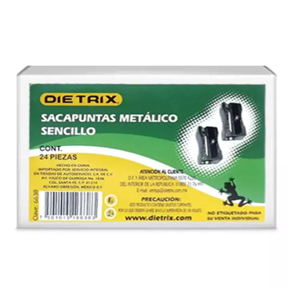 Sacapuntas Metálico Dietrix | Caja con 24 Piezas | 1 Orificio