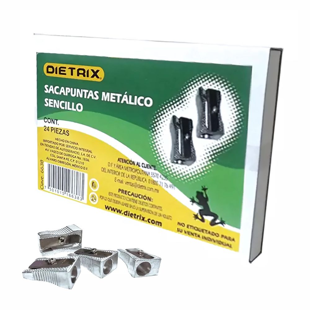 Sacapuntas Metálico Dietrix | Caja con 24 Piezas | 1 Orificio
