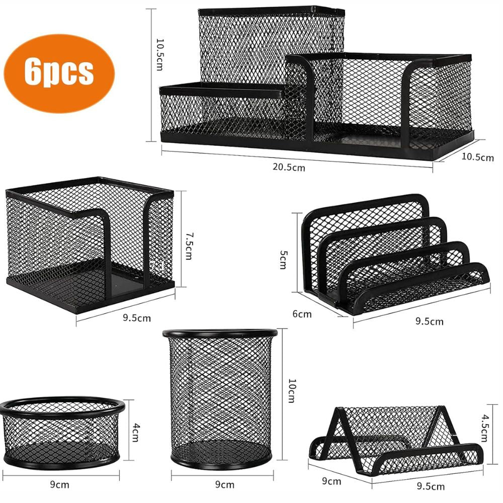 Set Organizador de Escritorio Malla Metálica 6 Pzs | UIEYAKFR