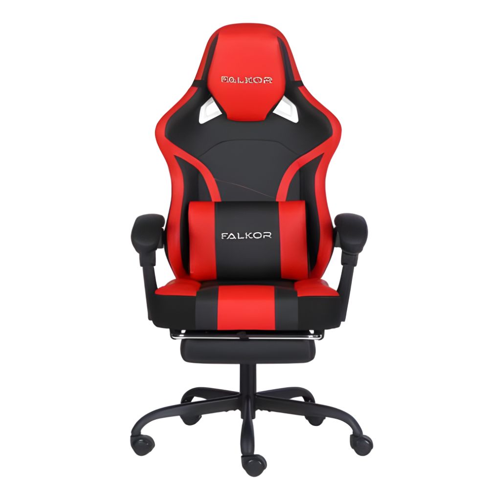Silla Gamer Nextep Falkor Ergonómica | Negro/Rojo | Masaje Lumbar | Reposapiés