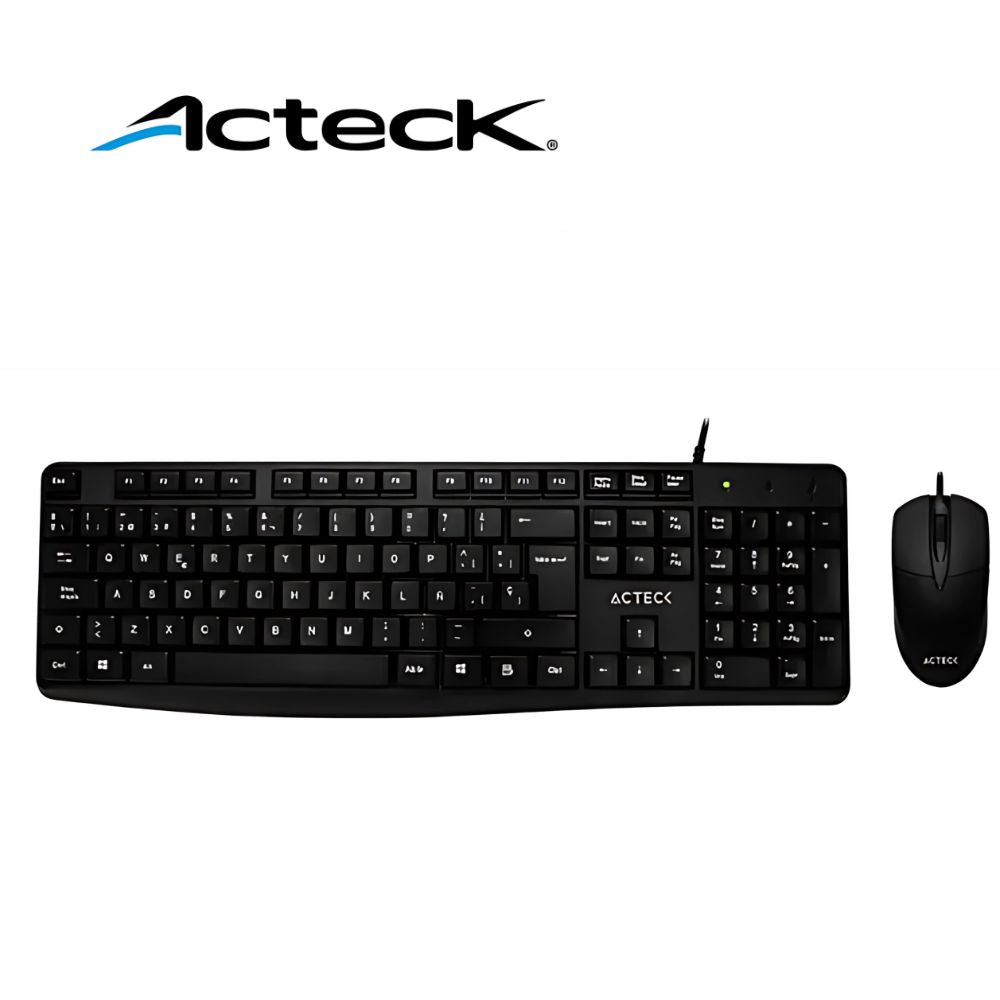 Teclado y Ratón Acteck Entry 500 Negro USB - Kit Alámbrico para PC y Oficina