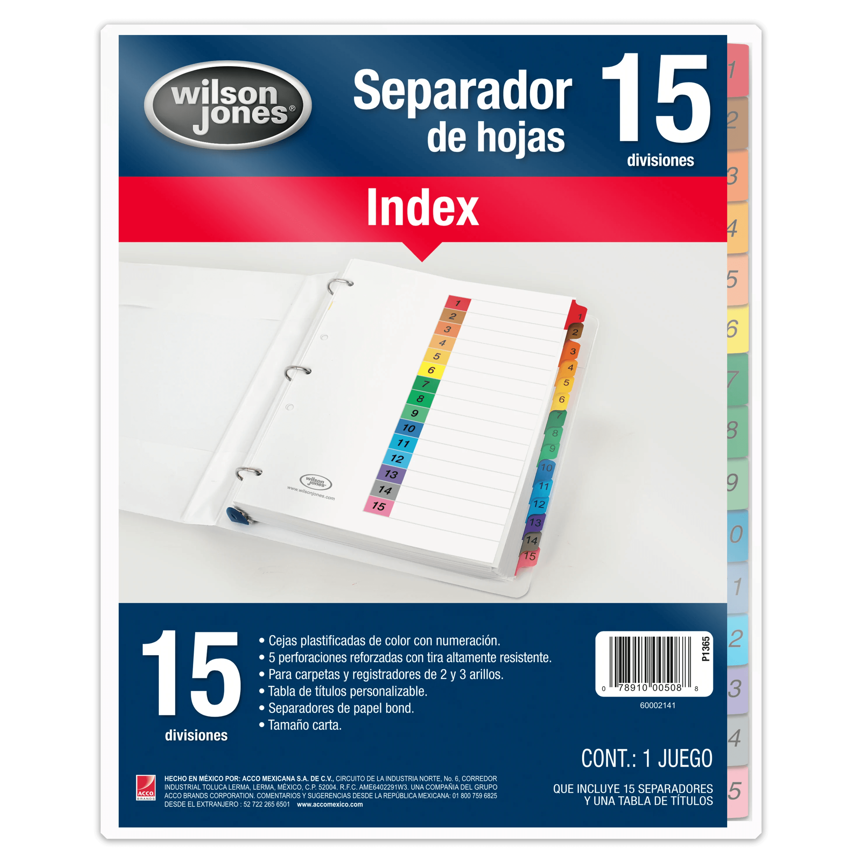 Separador de 15 divisiones Wilson Jones P1365 - Colmenero Shop