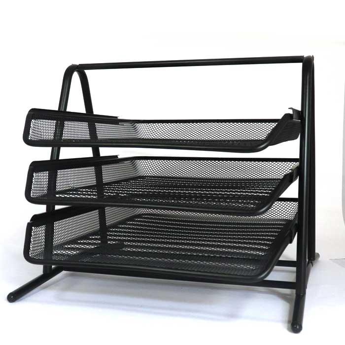 Charola Nextep Malla Metálica 3 Niveles Oficio Plata y Negra - Colmenero Shop