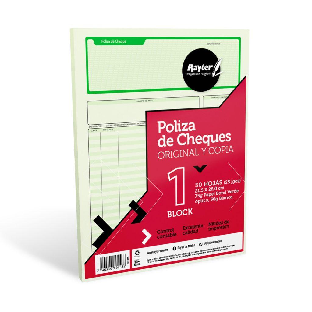 Poliza de cheques tamaño carta rayter - Colmenero Shop
