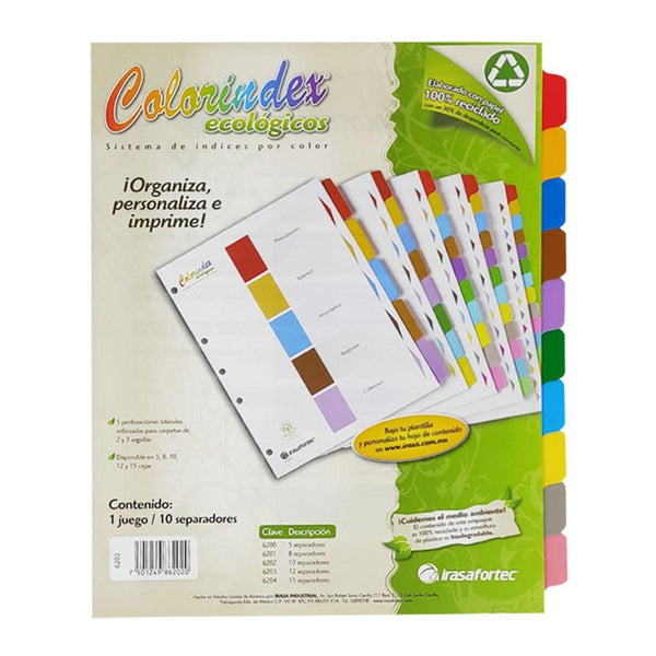 Separadores Pardo 651000 - 10 Colores, Tamaño DIN A4, Grosor 130 Micras, Con Portada De Cartulina