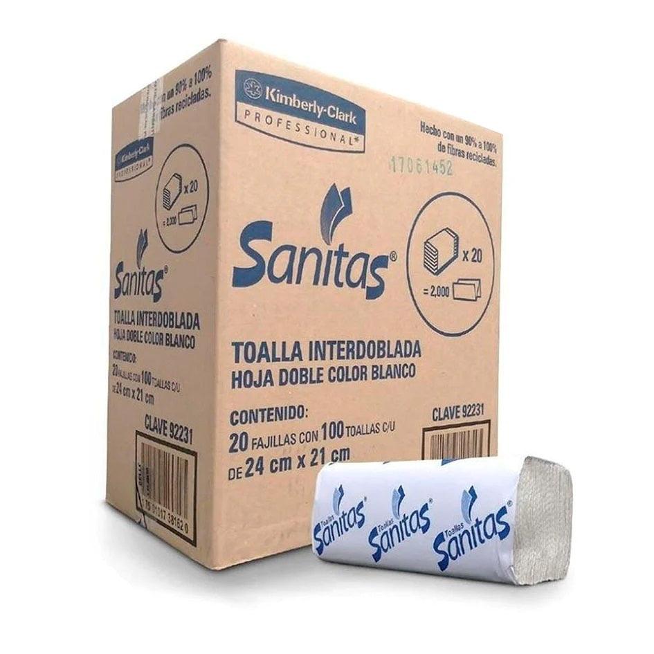 Toalla Interdoblada Sanitas | Caja 20 Paquetes (100 Toallas 2‑Capas) - Colmenero Shop