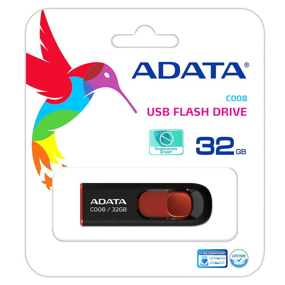 Memoria USB Adata C008 32 GB Color Negro-Rojo - Colmenero Shop