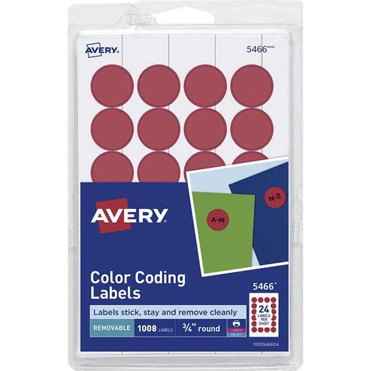 Etiqueta Redonda Removible Avery ROJA 2107 Colmenero Shop 