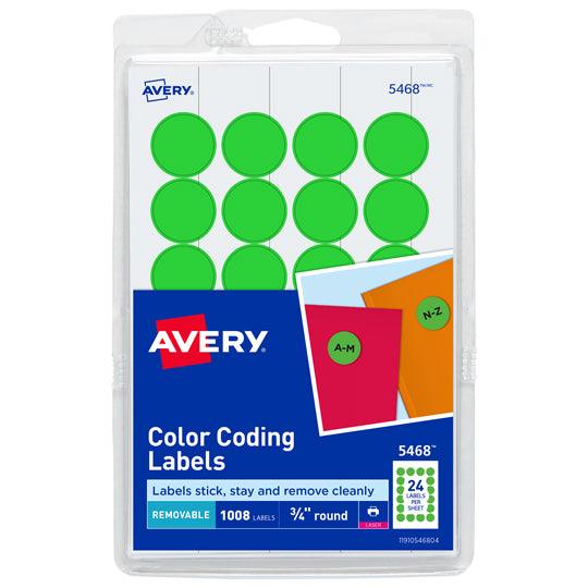 Etiqueta Redonda Removible avery 2109 verde Colmenero Shop