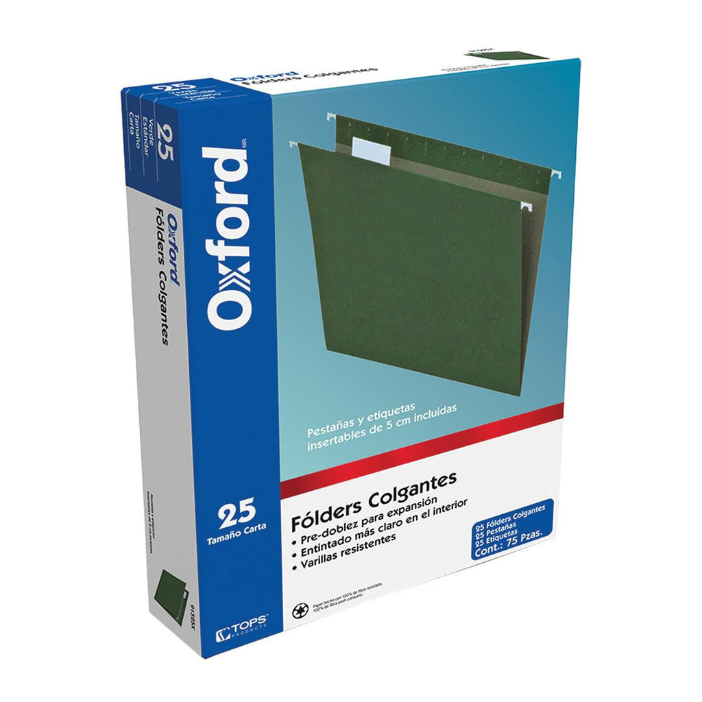 91525 Folder Colgante Oxford Carta Verde | Caja con 25 Piezas 91525