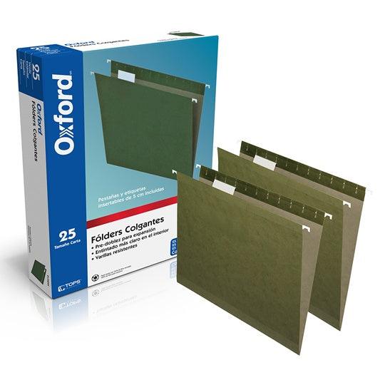 91525 Folder Colgante Oxford Carta Verde | Caja con 25 Piezas 91525