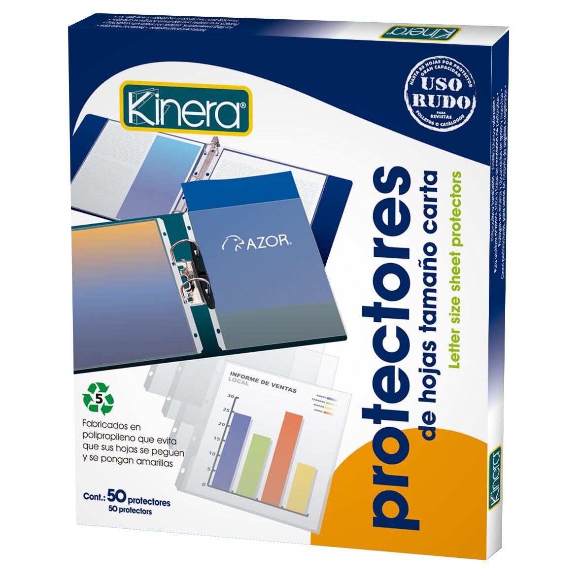 Protectores de Hojas Kinera 369 | Uso Rudo Carta | 50 Pzas | Polipropileno