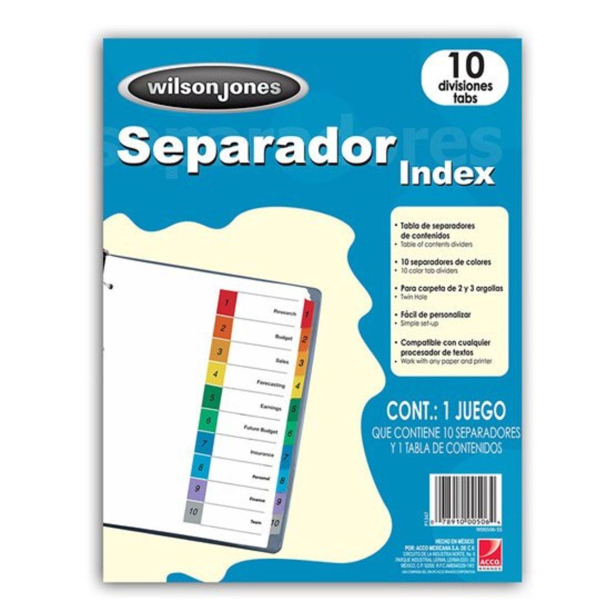 Separador de 10 Divisiones Wilson Jones Carta P1347 | Mayoreo B2B
