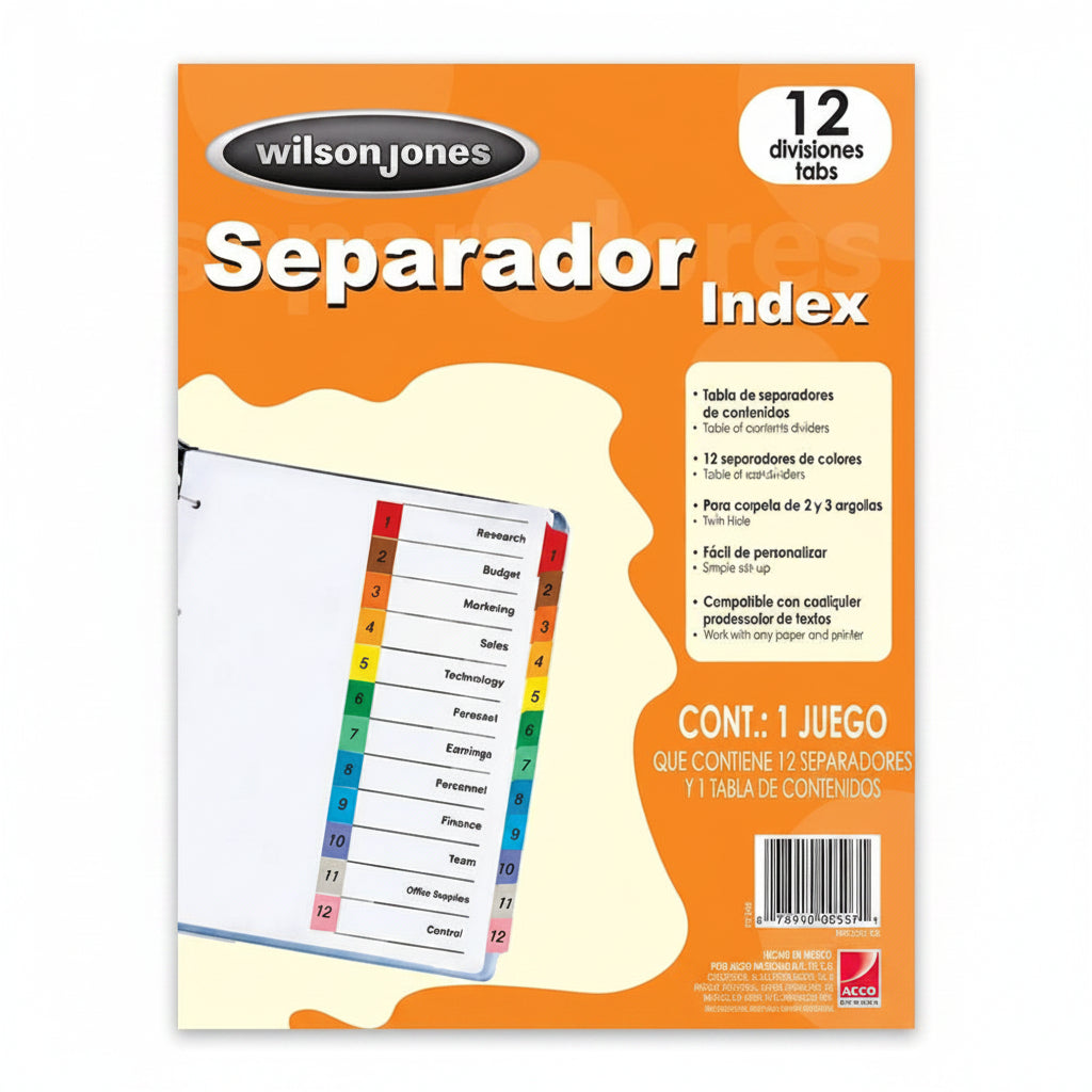 Separador de 12 divisiones Wilson Jones P1348 - Colmenero Shop