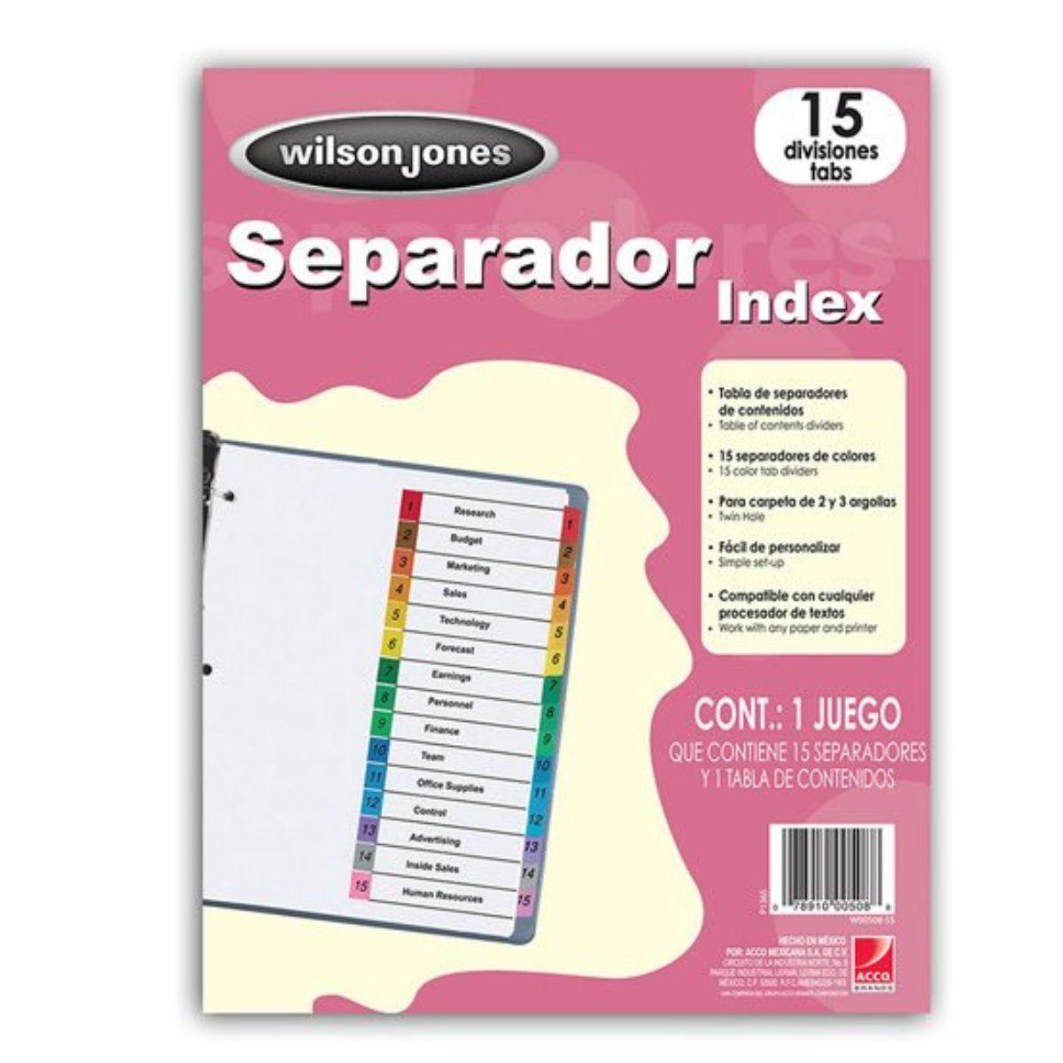 Separador de 15 divisiones Wilson Jones P1365 - Colmenero Shop