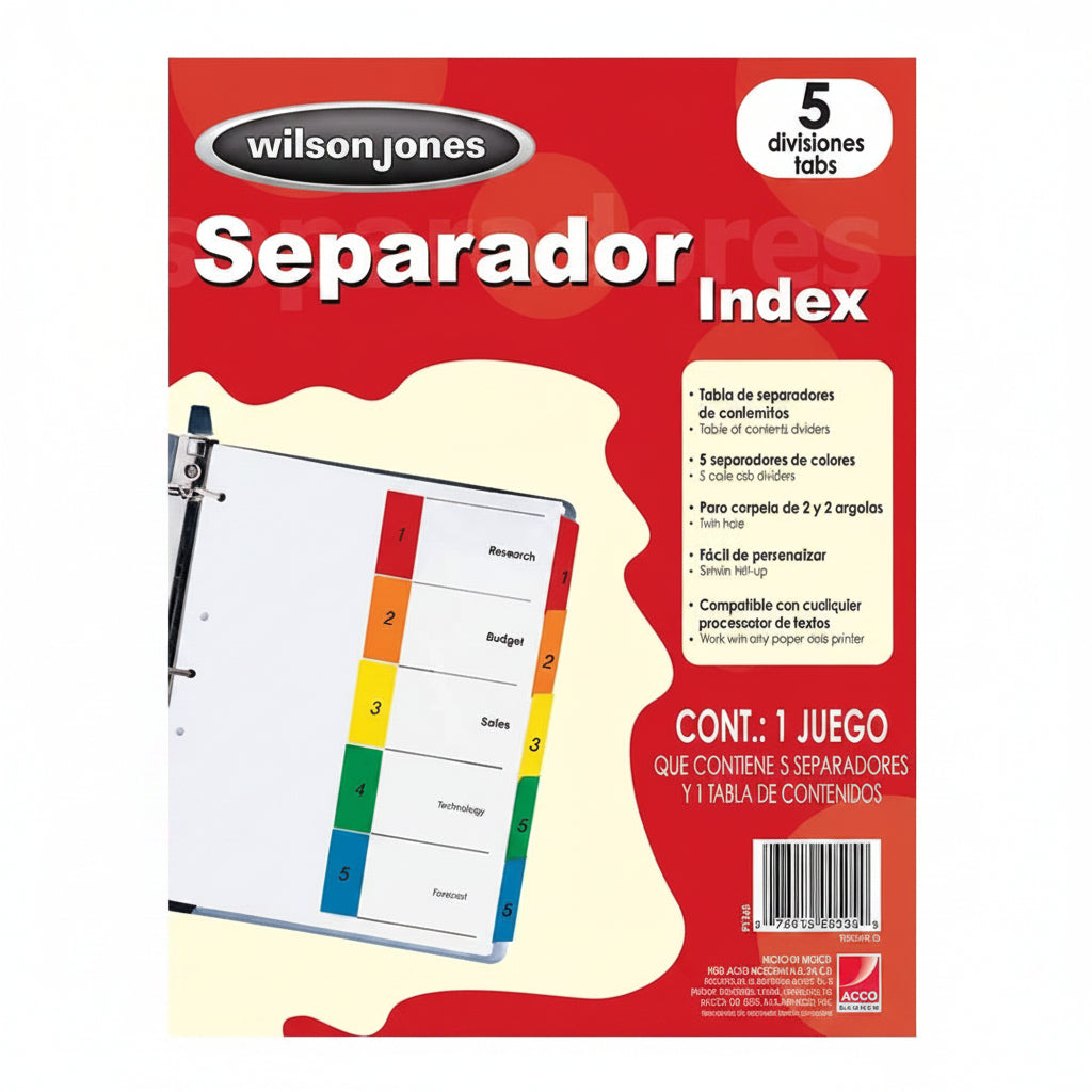 Separador de 5 divisiones Wilson Jones P1345 - Colmenero Shop
