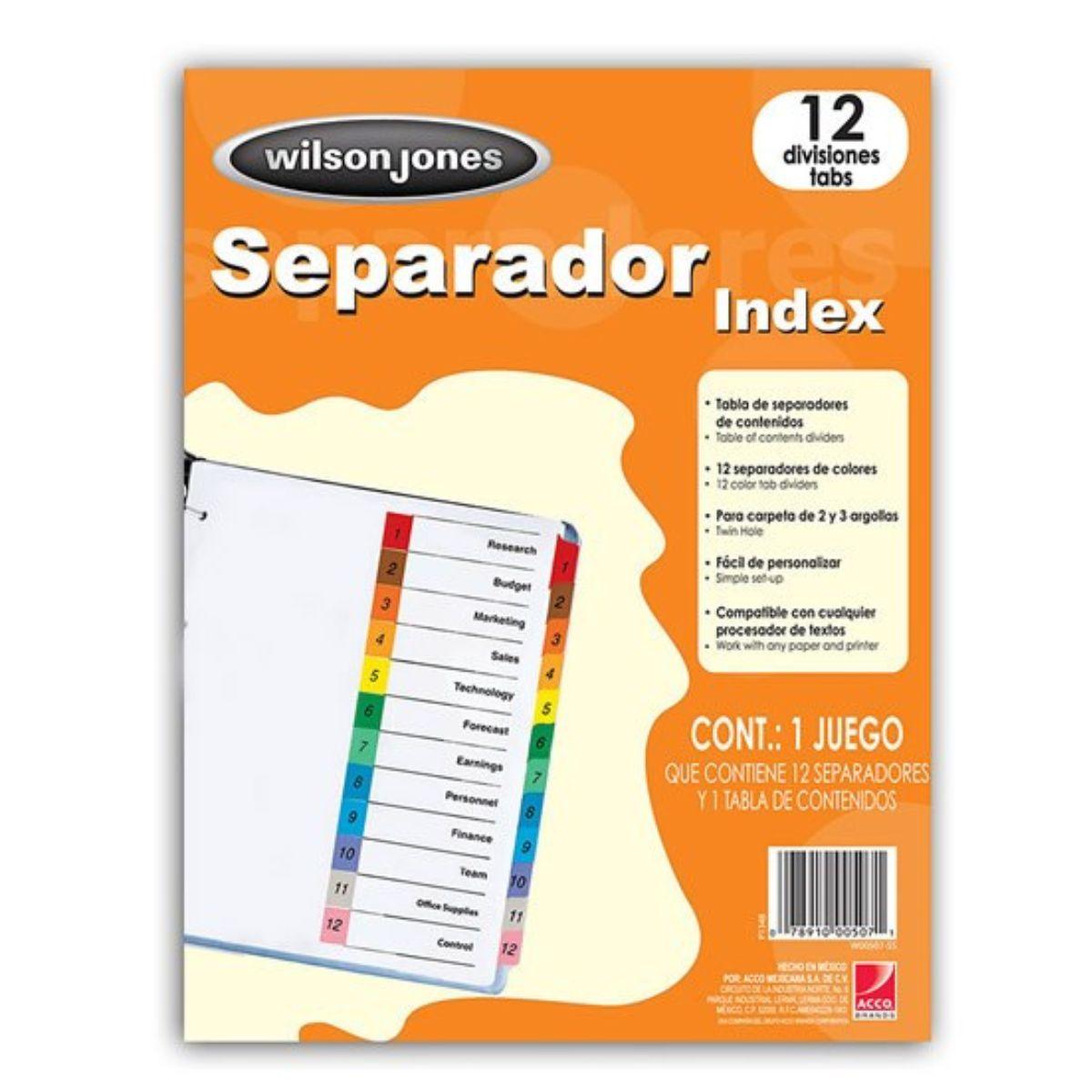 Separador de 12 divisiones Wilson Jones P1348 - Colmenero Shop