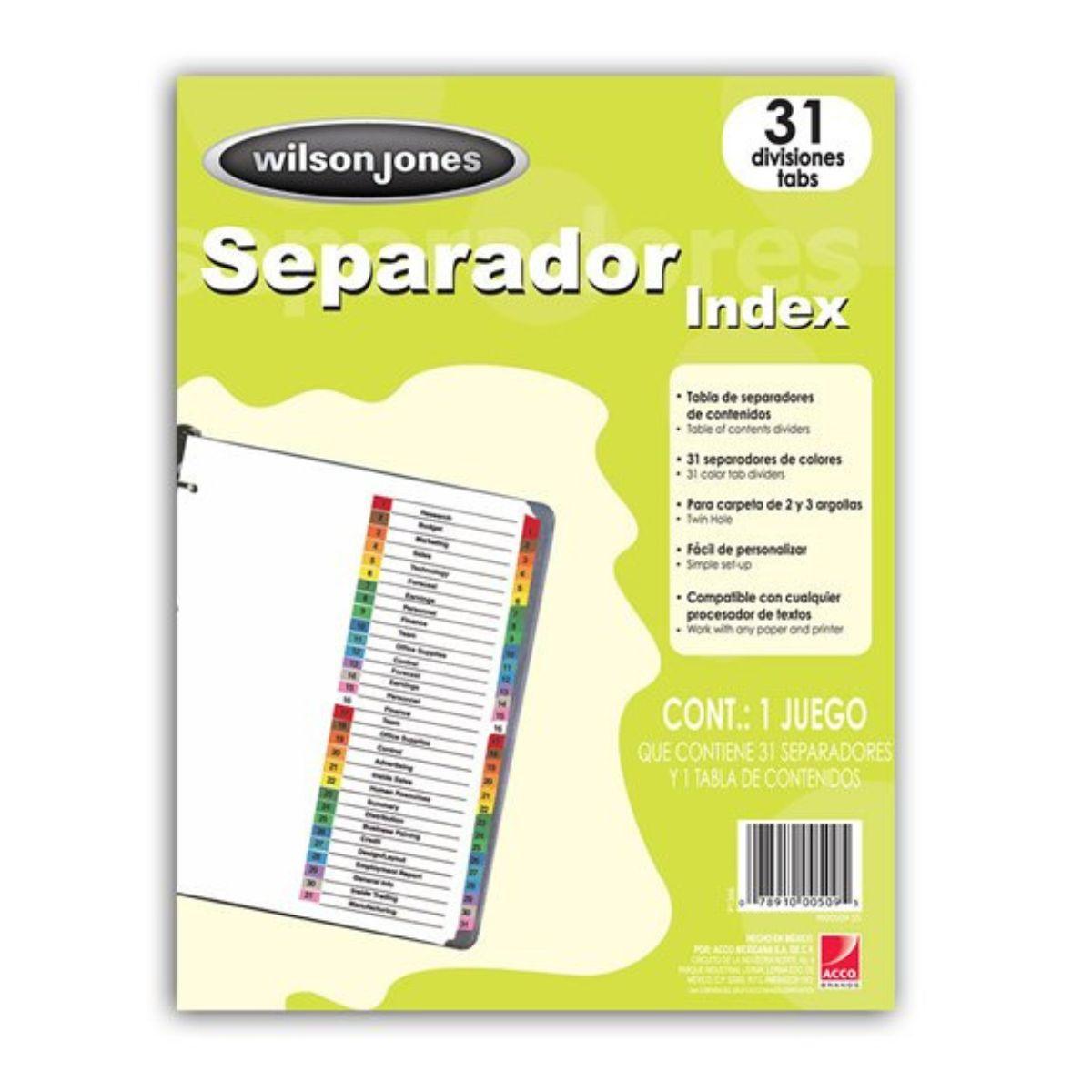 Separador de 31 divisiones Wilson Jones P1366 - Colmenero Shop