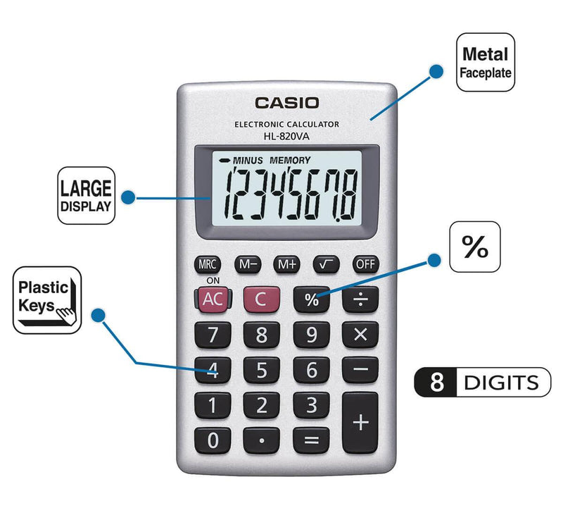 Calculadora básica Casio 8 dig HL820